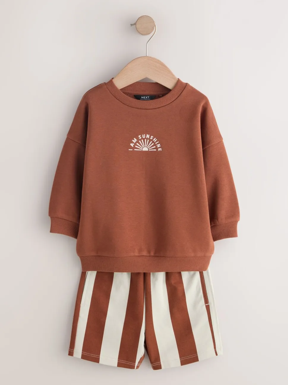 Rust Brown and Teal - Crew Neck Sweatshirt and Shorts 2 Pack Set (3mths-7yrs)