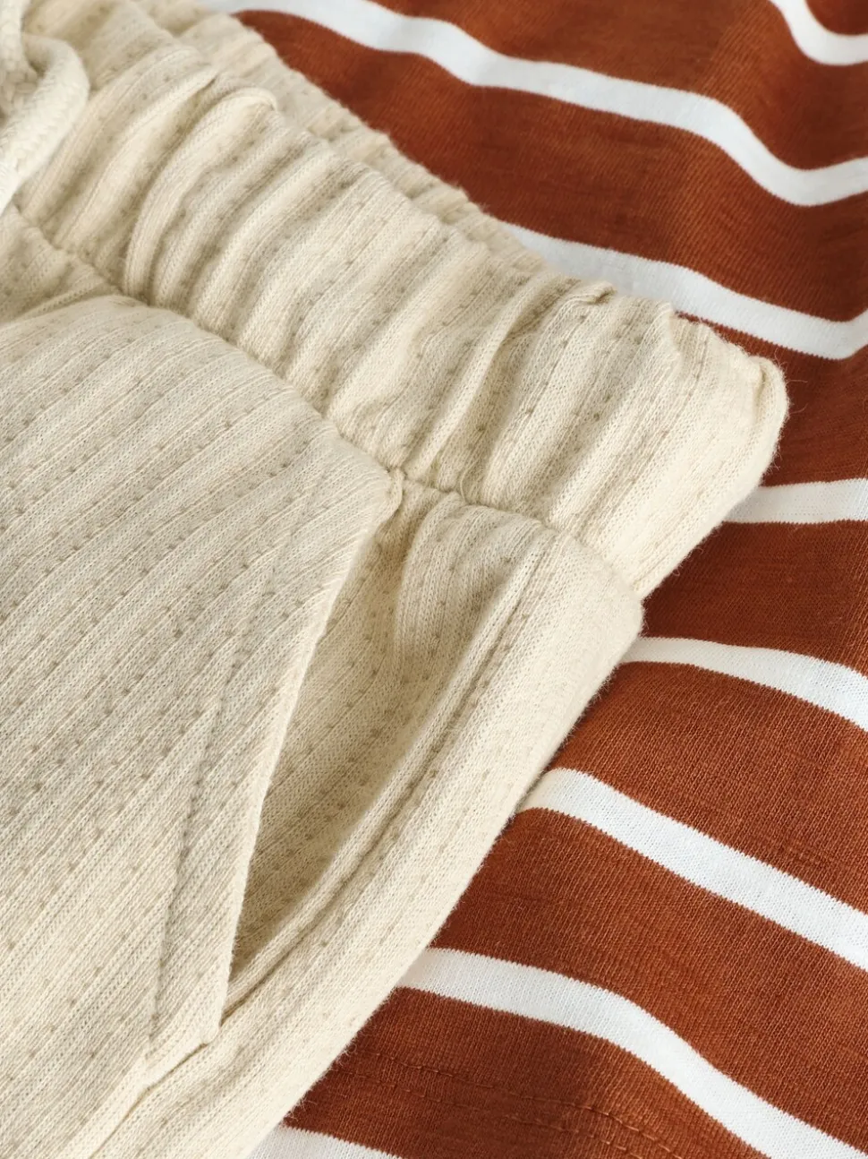 Rust Brown Stripe Padded Animals - Set van T-shirt met korte mouwen en short (3 mnd-7 jr)