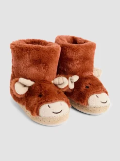 Rust Schotse Hooglander - JoJo Maman Bébé Plush Slipper Boots
