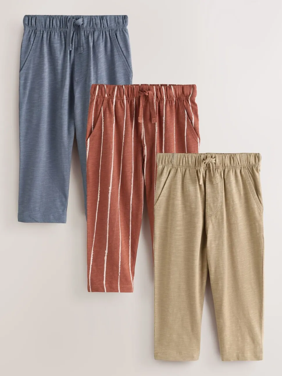 Rust Stripe Tan Brown And Grey - Stripe Joggers 3 Pack (3mths-7yrs)