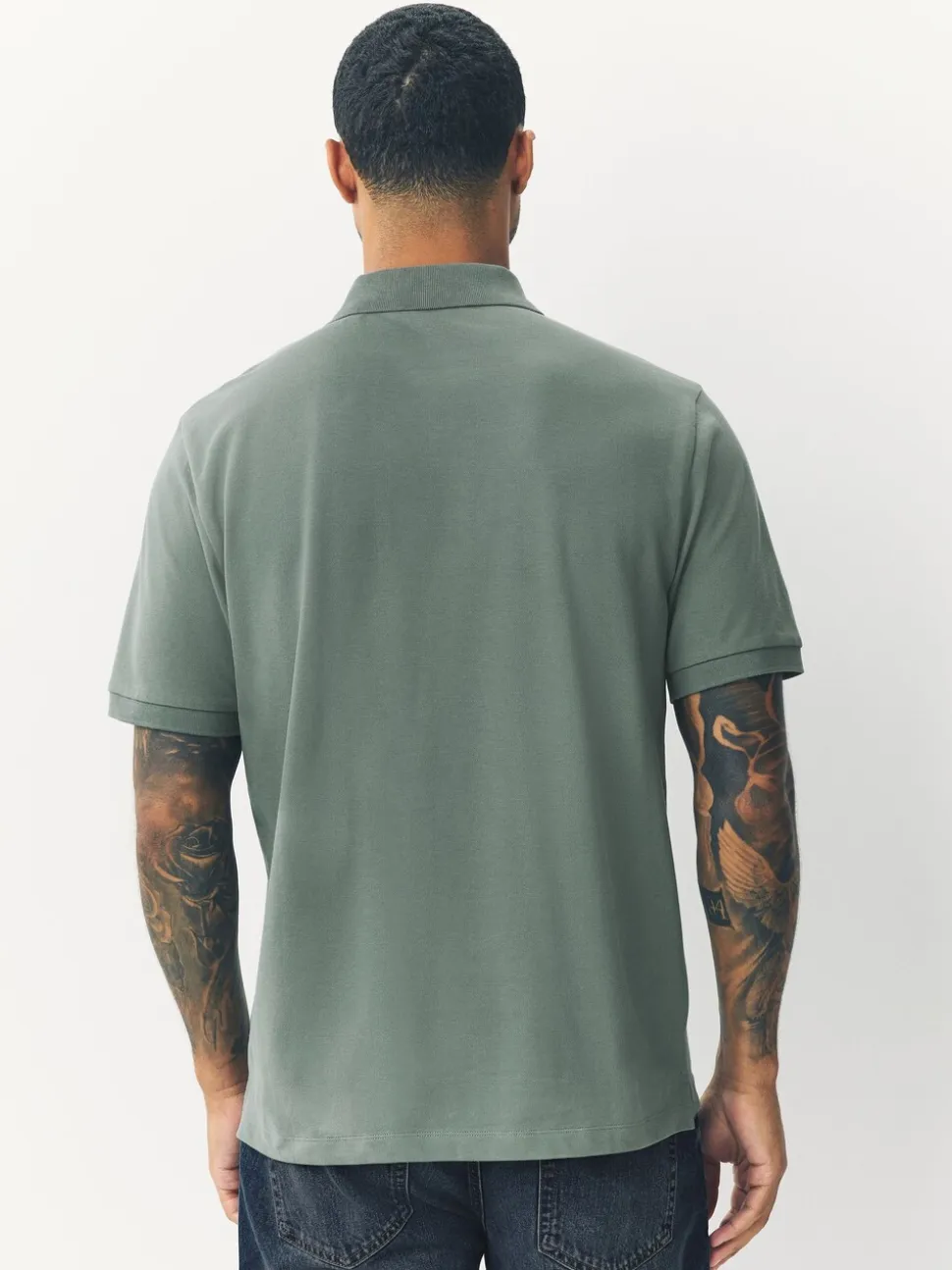 Saliegroen - Normale Pasvorm - Piqué poloshirt met korte mouwen