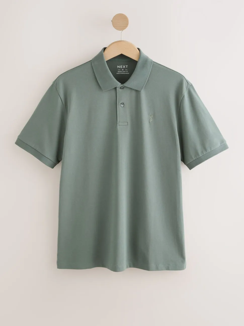 Saliegroen - Normale Pasvorm - Piqué poloshirt met korte mouwen