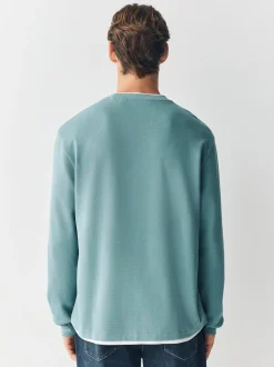 Saliegroen - T-shirt met lange mouwen en ronde hals