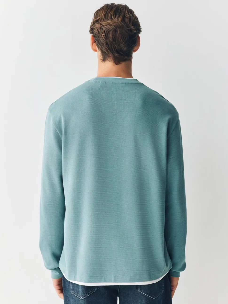 Saliegroen - T-shirt met lange mouwen en ronde hals