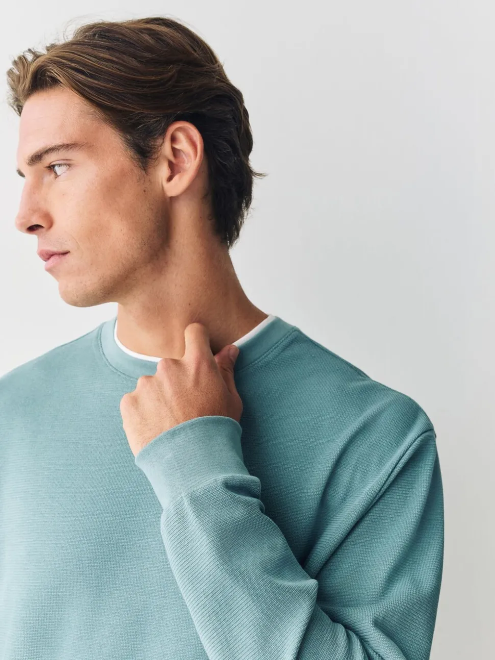 Saliegroen - T-shirt met lange mouwen en ronde hals