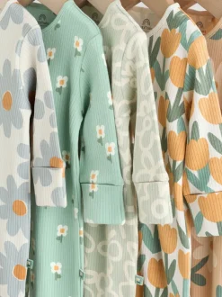Saliegroen gebloemd - Verpakking van 5 babypyjama's (0 mnd-2 jr)