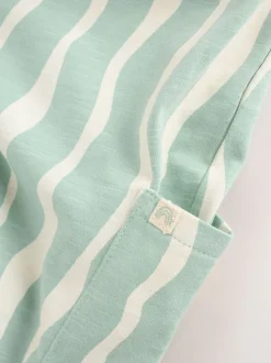 Saliegroen gestreept - Baby Long Leg Jersey Romper (0mths-3yrs)