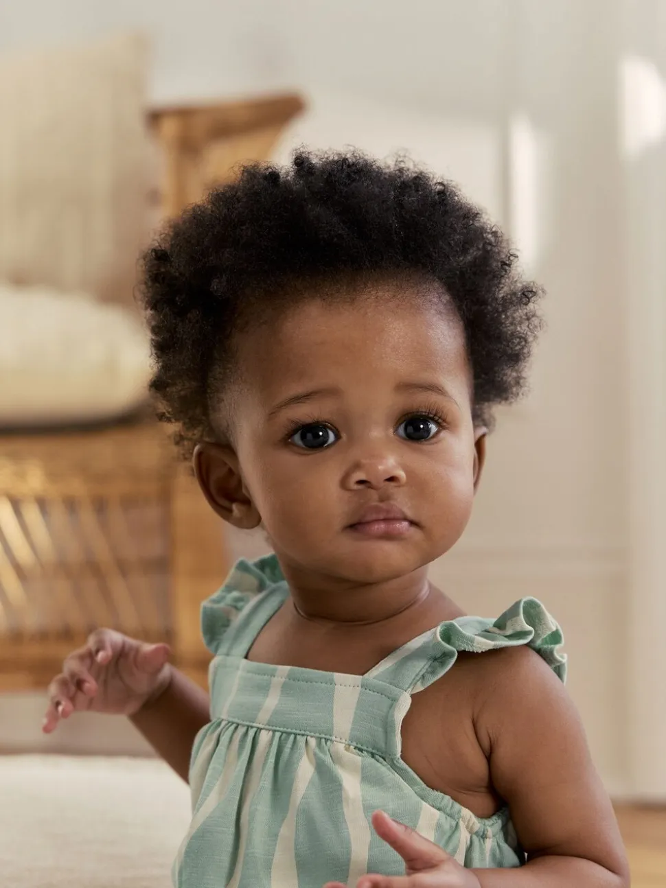 Saliegroen gestreept - Baby Long Leg Jersey Romper (0mths-3yrs)