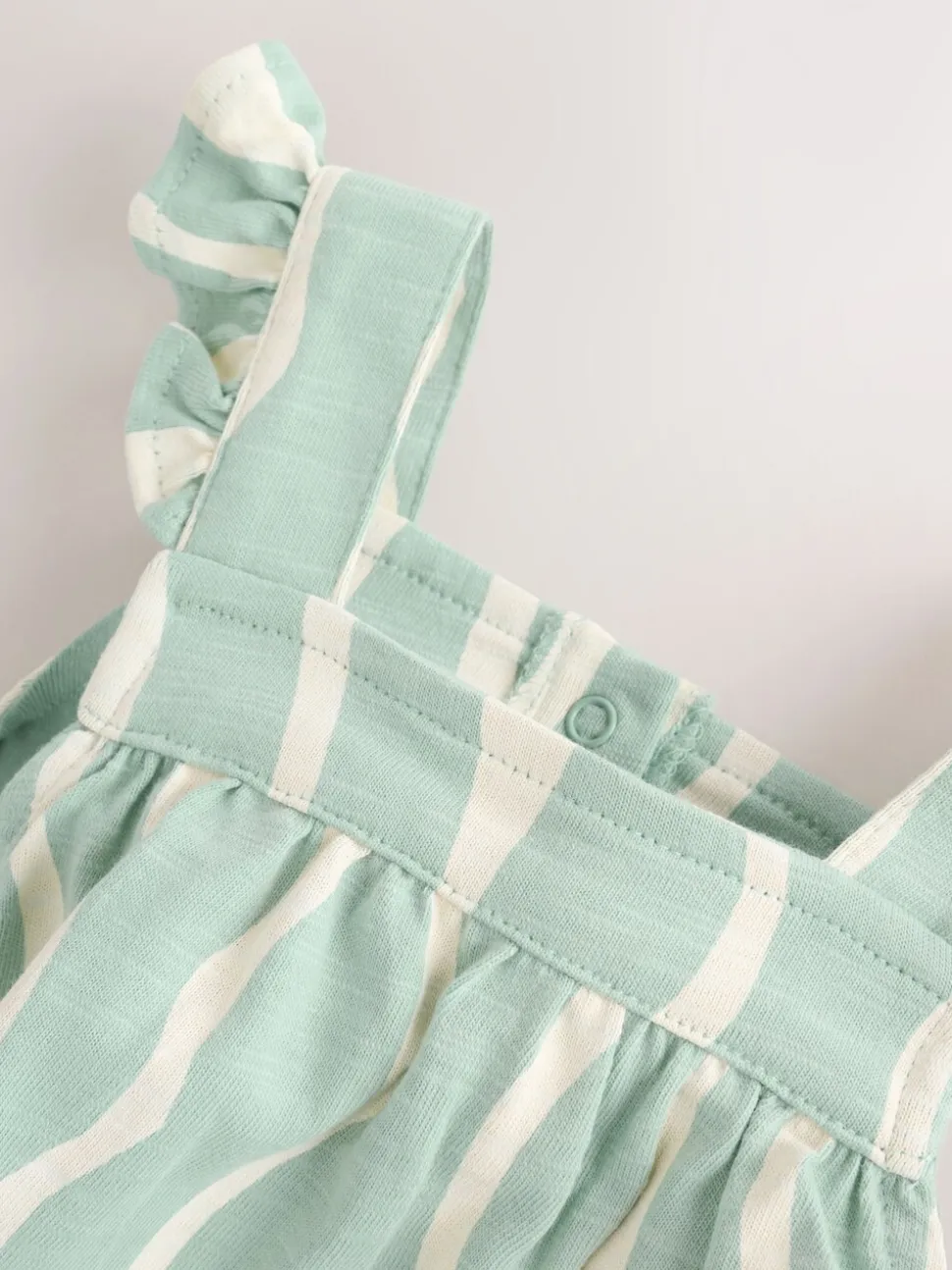 Saliegroen gestreept - Baby Long Leg Jersey Romper (0mths-3yrs)