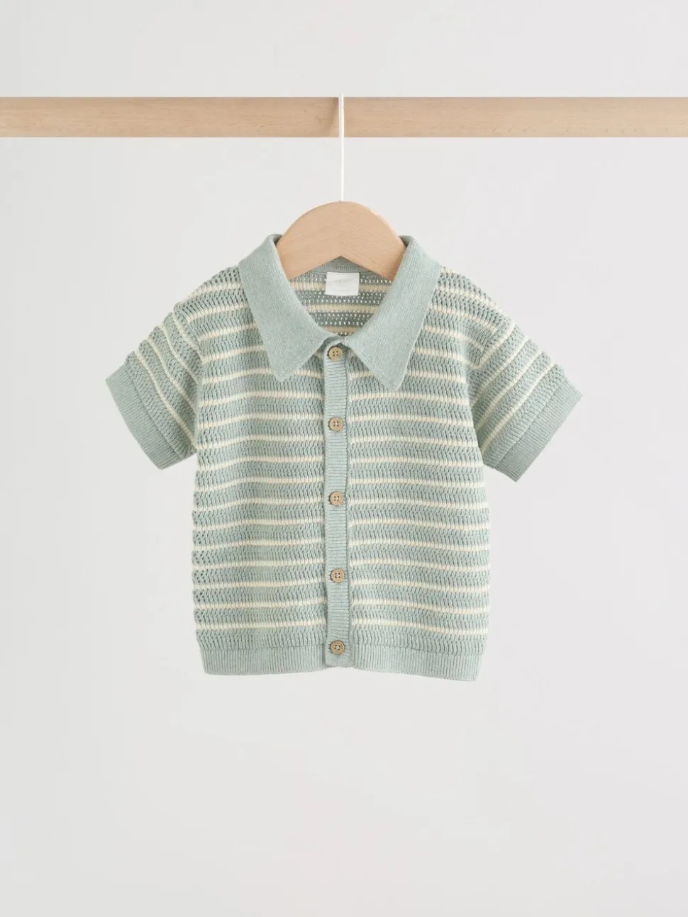Saliegroen gestreept - Knitted Top and Shorts Baby Set (0mths-2yrs)
