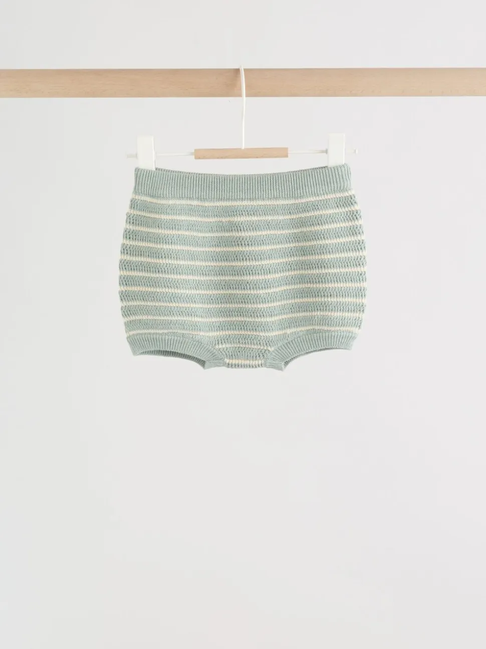Saliegroen gestreept - Knitted Top and Shorts Baby Set (0mths-2yrs)