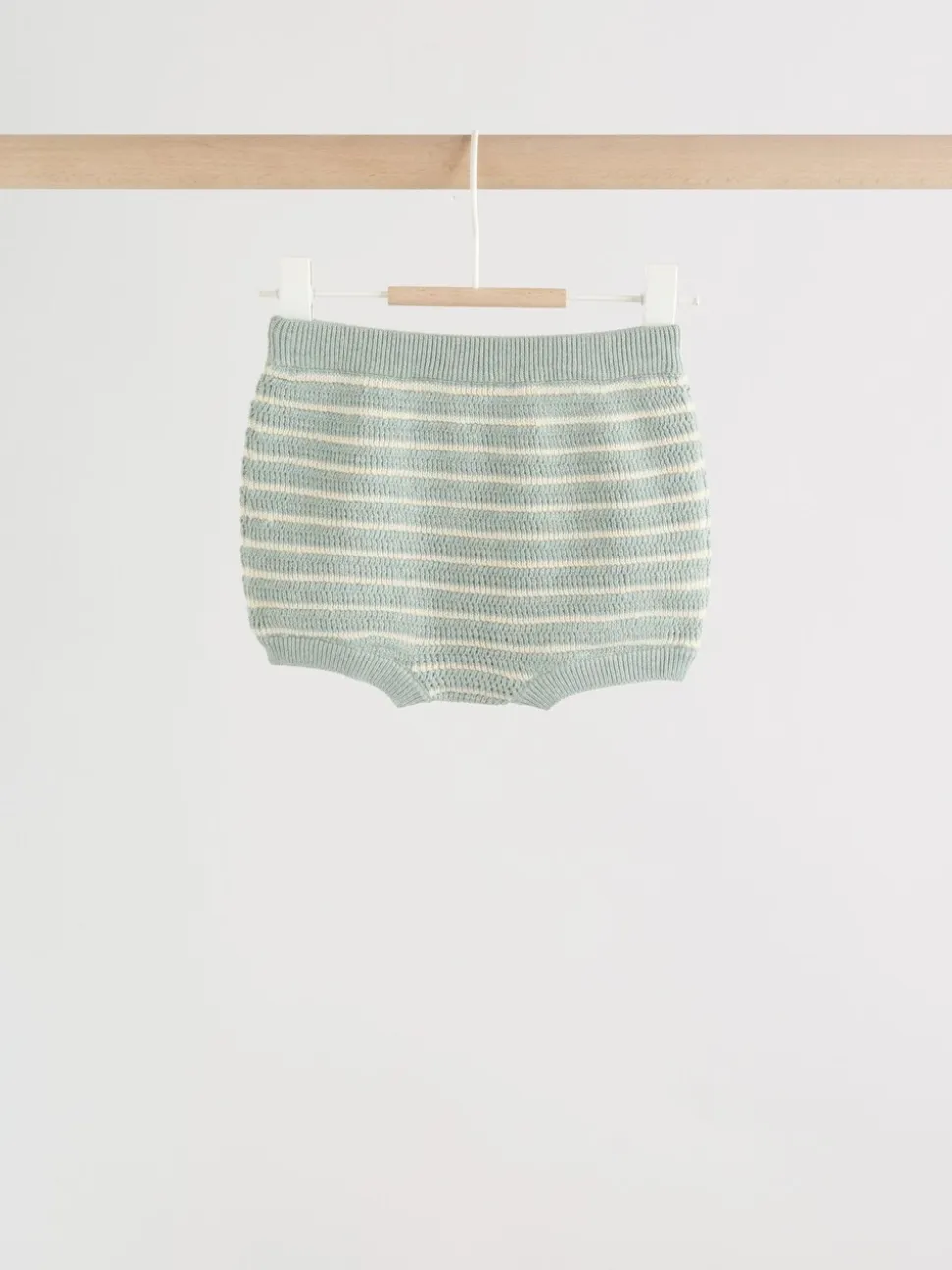 Saliegroen gestreept - Knitted Top and Shorts Baby Set (0mths-2yrs)