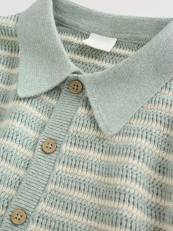 Saliegroen gestreept - Knitted Top and Shorts Baby Set (0mths-2yrs)