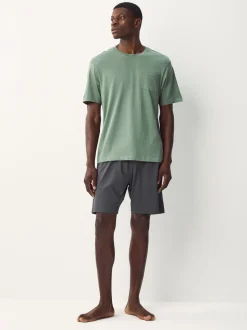 Saliegroen/leisteengrijs - Korte jersey pyjama's verpakking van 2