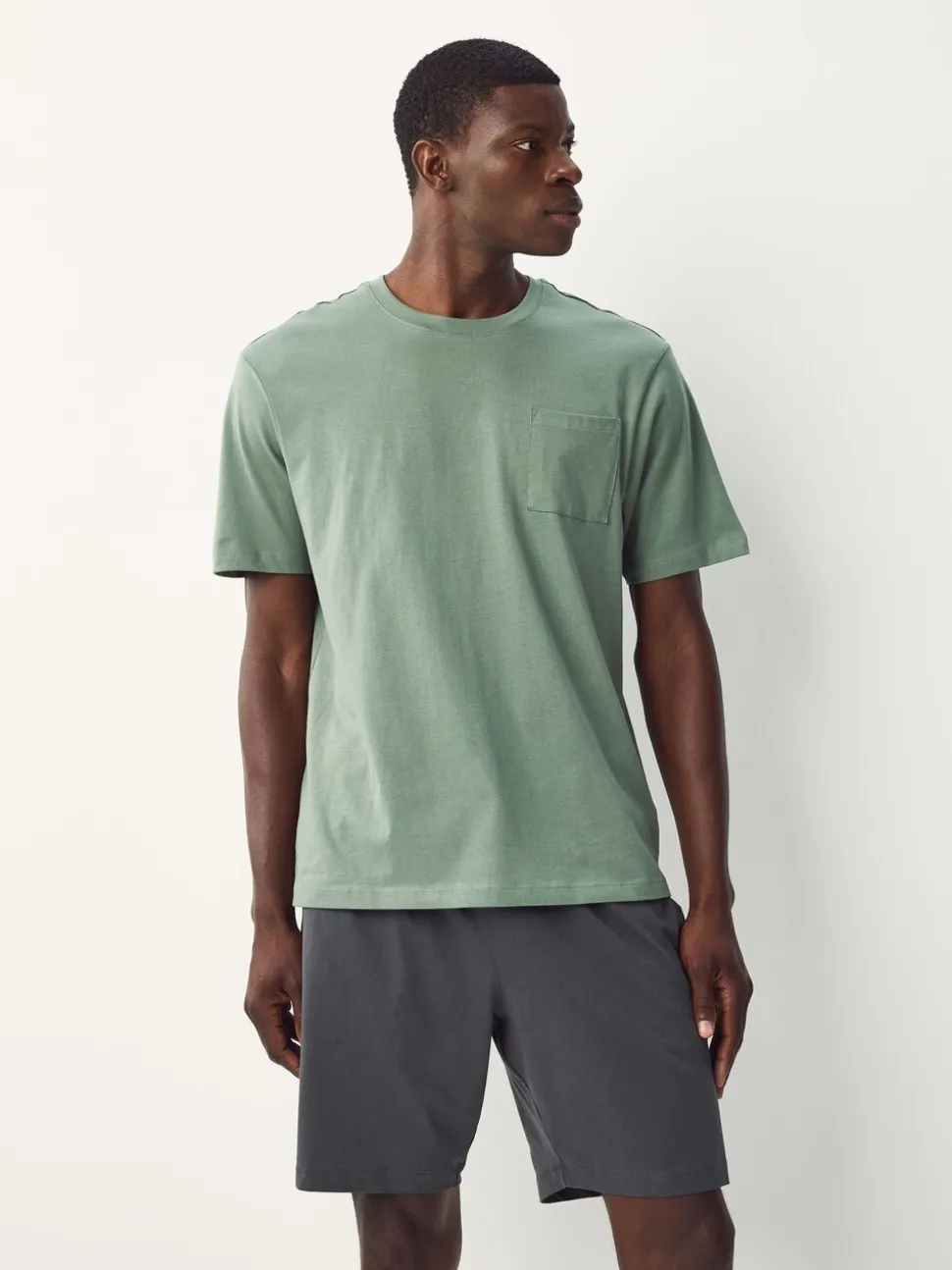 Saliegroen/leisteengrijs - Korte jersey pyjama's verpakking van 2