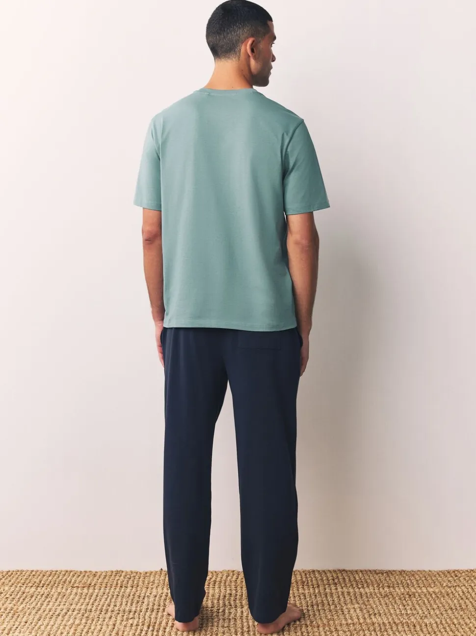 Saliegroen/leisteengrijs - Set van 2 jersey open lange pyjamaset