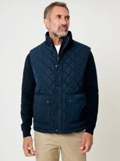 Saltwell Blue Heritage Diamond Quilted Funnel Neck Gilet