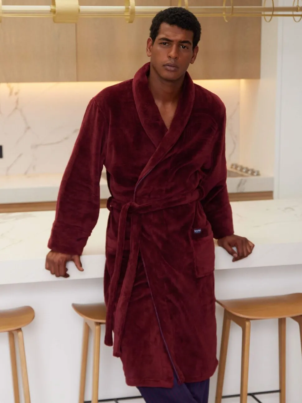 Savile Row Company Soft Fleece Dressing Gown With Piping