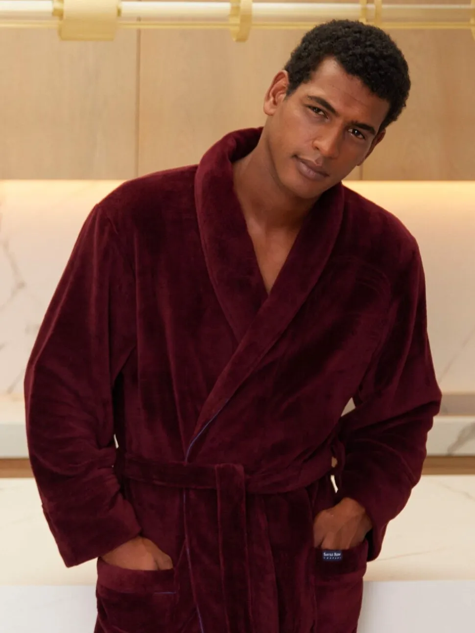 Savile Row Company Soft Fleece Dressing Gown With Piping