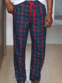 Savile Row Company Window Check Brushed Cotton Twill Pyjama Bottoms