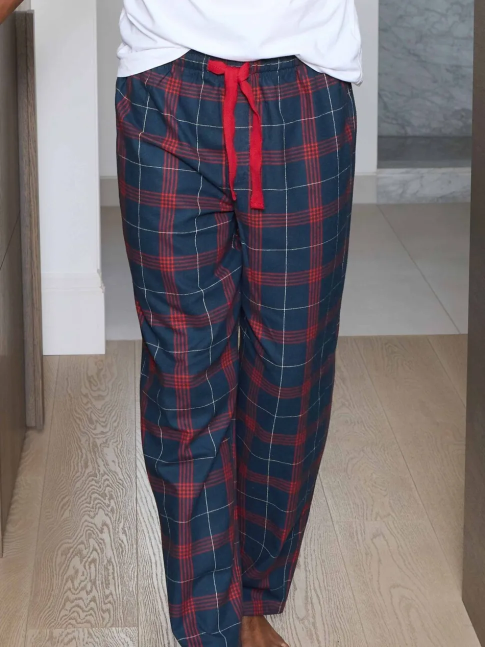Savile Row Company Window Check Brushed Cotton Twill Pyjama Bottoms