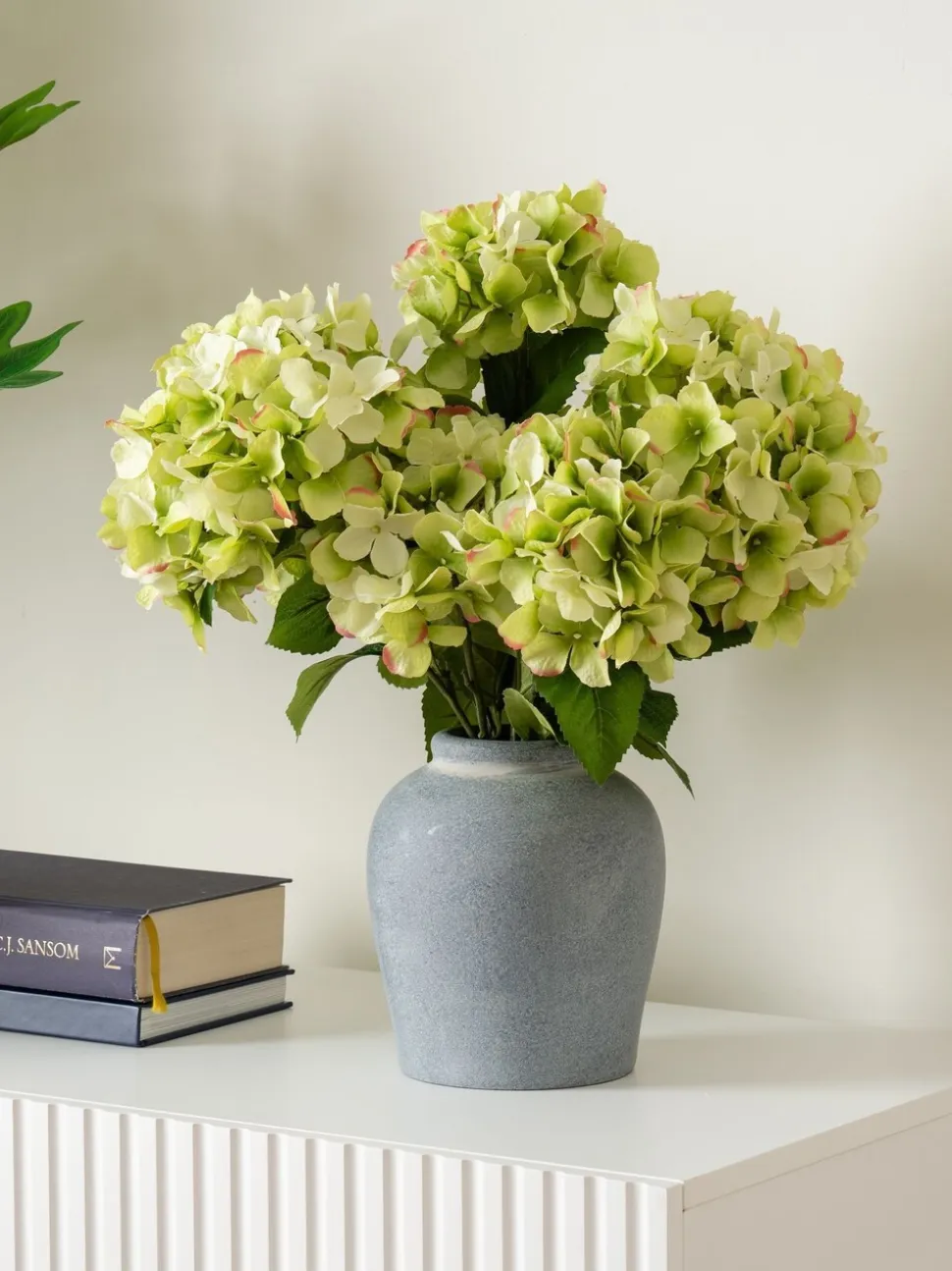 Scottish Everlastings Ltd Artificial Hydrangeas in Grey Vase