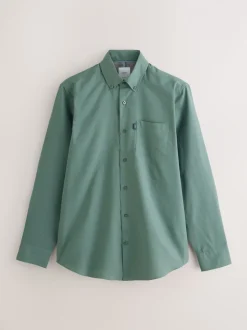 Seafoam green - Slim Fit - Gemakkelijk te strijken Oxford overhemd met doorlopende knopen
