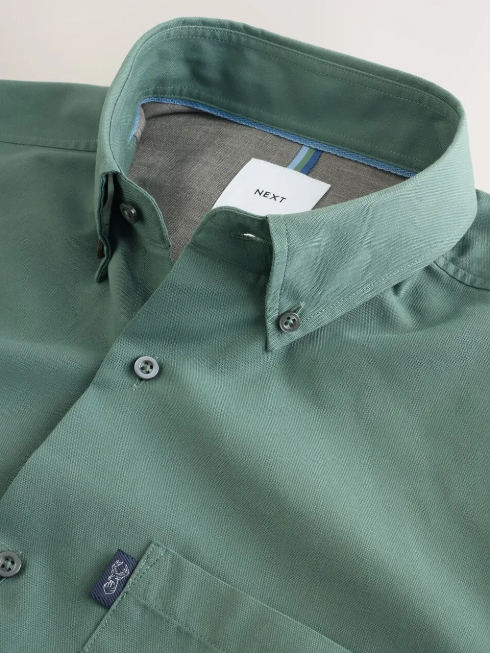 Seafoam green - Slim Fit - Gemakkelijk te strijken Oxford overhemd met doorlopende knopen