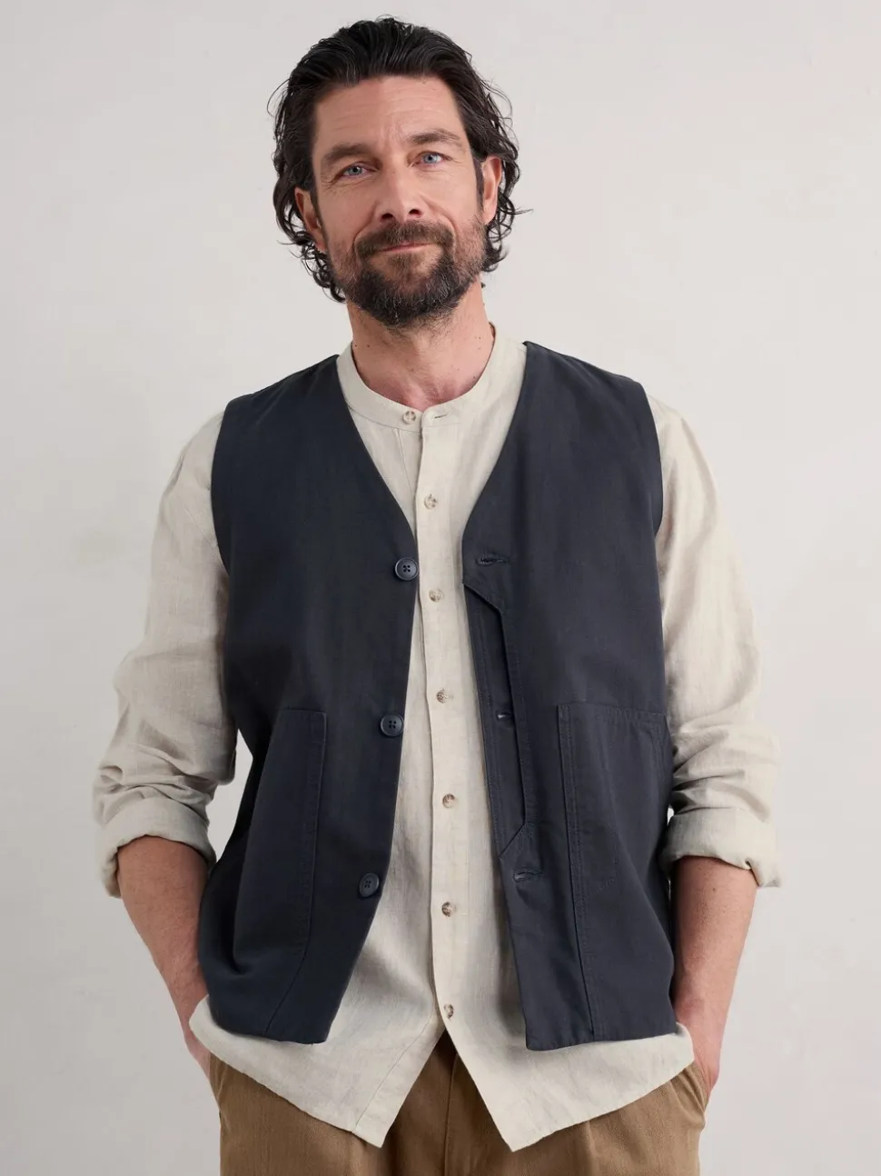 Seasalt Cornwall Mens Cotton Metern Regular Fit Waistcoat