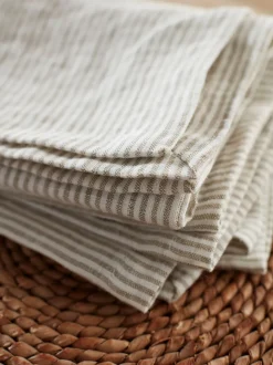 Secret Linen Store Set of 4 Sid Stripe 100% Linen Napkins