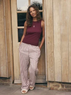 self. Ribbed Vest Top and Long Leg Pyjamas Set