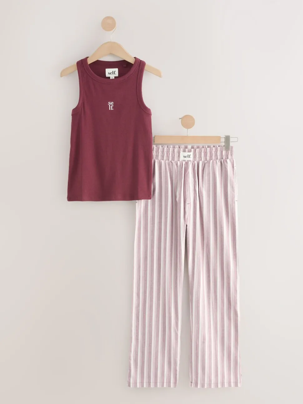 self. Ribbed Vest Top and Long Leg Pyjamas Set