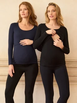Seraphine Maternity & Nursing Bamboo Jersey Long Sleeve Tops 2 Pack