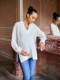 Seraphine Maternity Wool Blend Pointelle Jumper