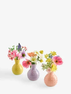 Set of 3 Artificial Spring Flowers in Glass Vases