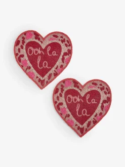 Set of 2 Beaded Heart Placemats