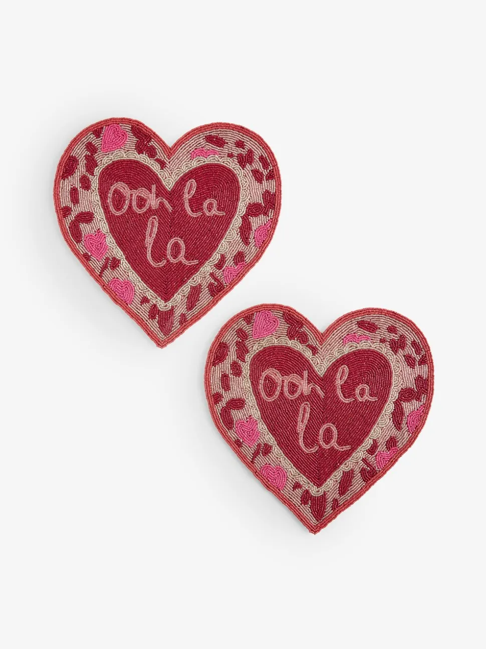 Set of 2 Beaded Heart Placemats