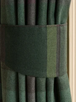 Set of 2 Brushed Check Curtain Tie Backs