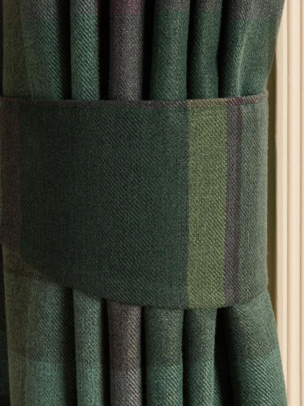 Set of 2 Brushed Check Curtain Tie Backs