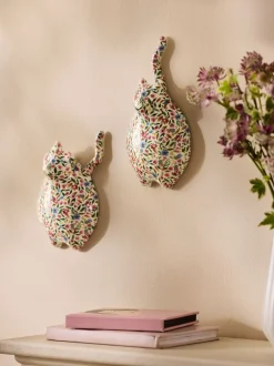 Set of 2 Ceramic Ditsy Cat Wall Arts