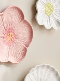 Set of 3 Ceramic Flower Wall Art