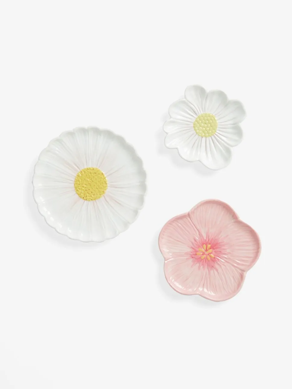 Set of 3 Ceramic Flower Wall Art