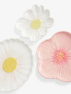 Set of 3 Ceramic Flower Wall Art