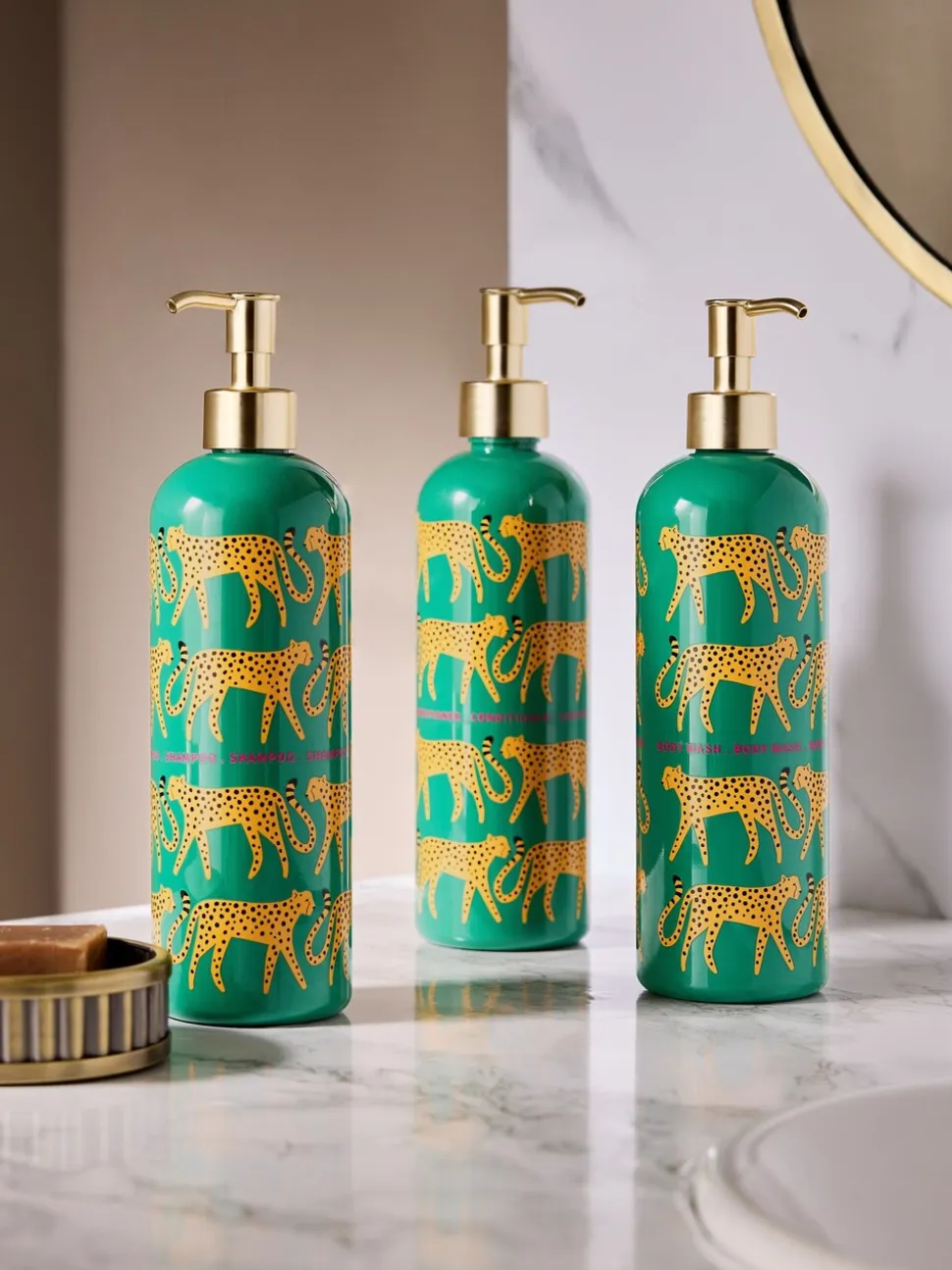 Set of 3 Cheetah Animal Reusable Dispenser Bottle