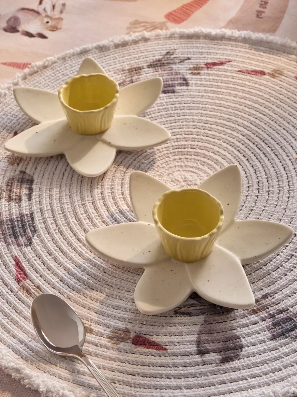 Set of 2 Daffodil Flower Egg Cups