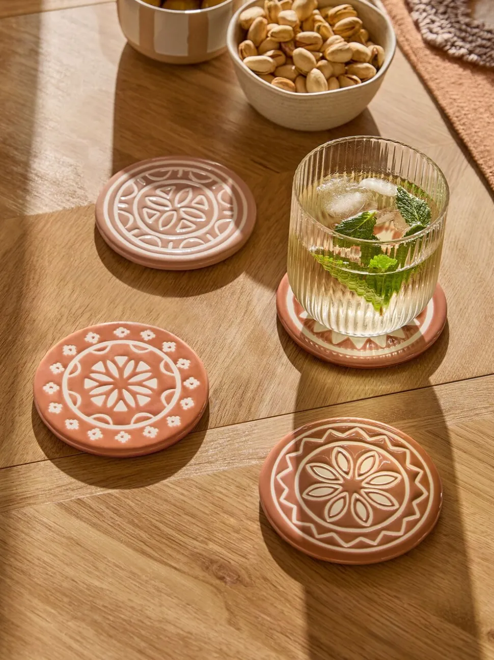 Set of 4 Farah Geo Ceramic Coasters
