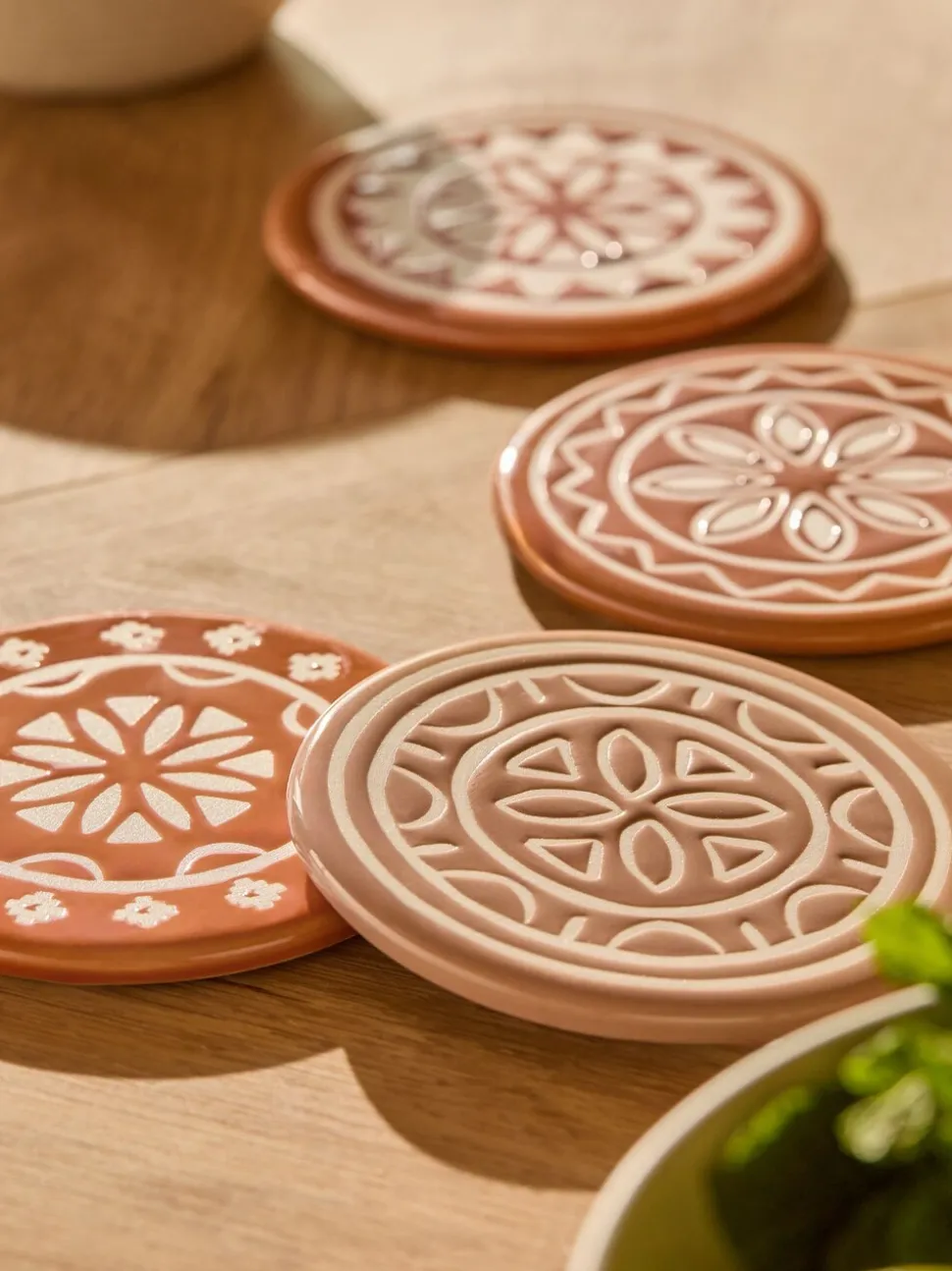 Set of 4 Farah Geo Ceramic Coasters