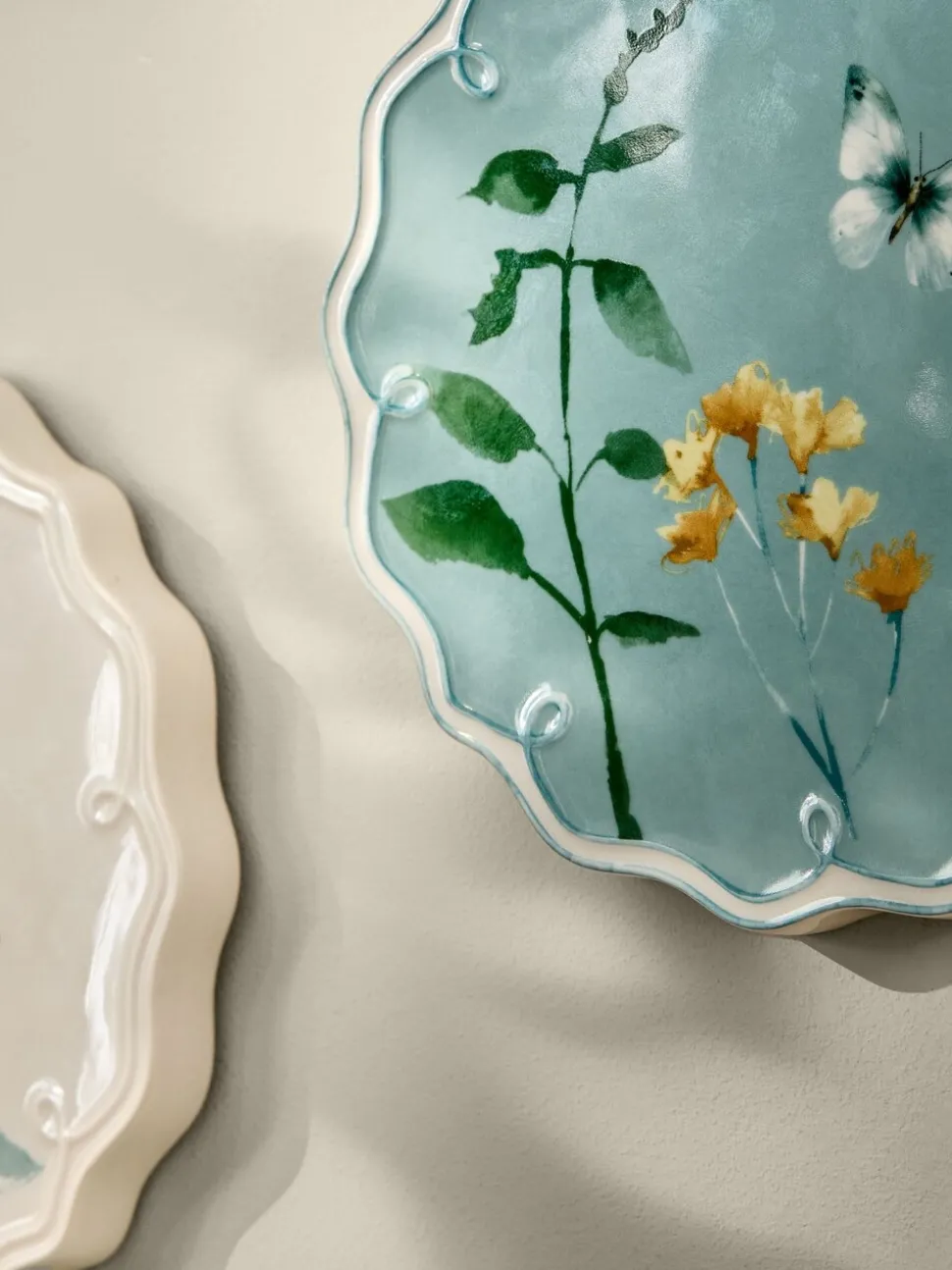 Set of 3 Floral Ceramic Plate Plaques Wall Arts