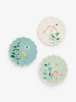 Set of 3 Floral Ceramic Plate Plaques Wall Arts