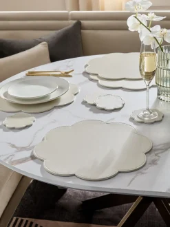 Set of 4 Flower Faux Leather Placemats and Coasters